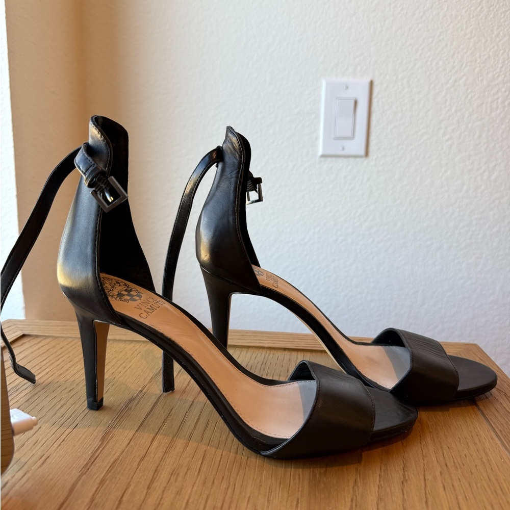Vince Camuto Black Strappy Heels, size 7.5